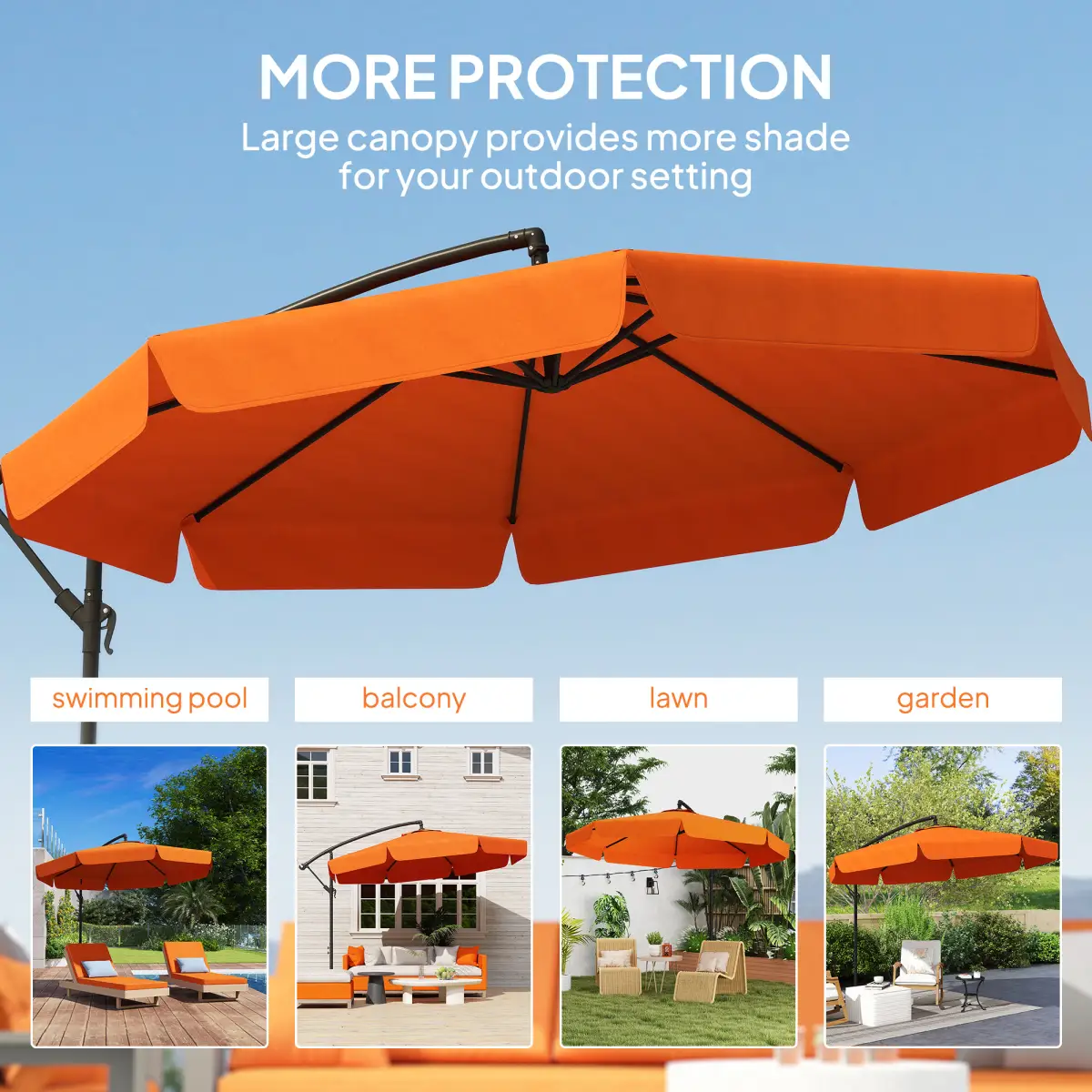 Outsunny Outsunny 2.7m Garden Cantilever Banana Parasol Sun Shade w/ Crank - Parasol