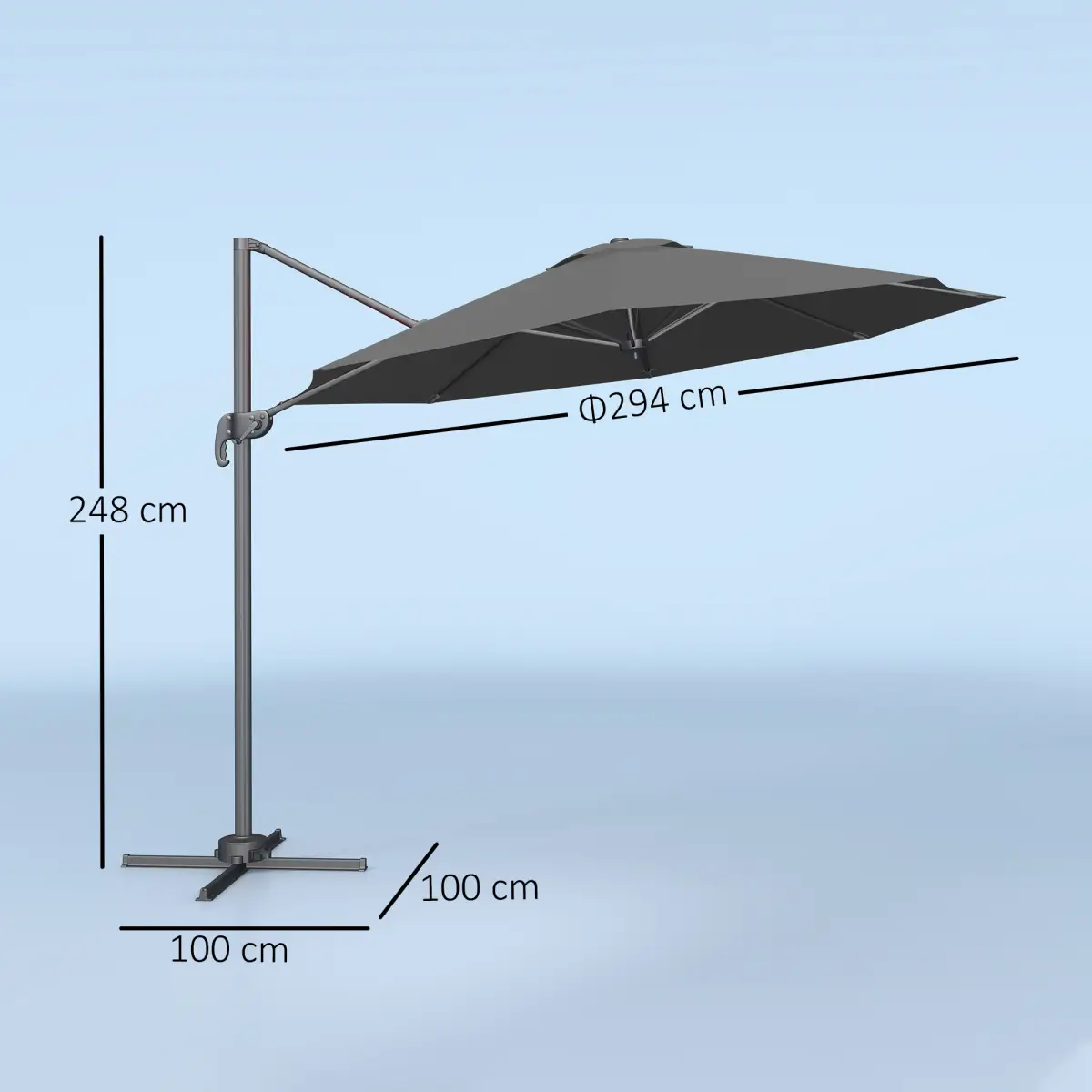 Outsunny Outsunny 3 x 3(m) Cantilever Parasol Garden Umbrella with Cross Base - Parasol