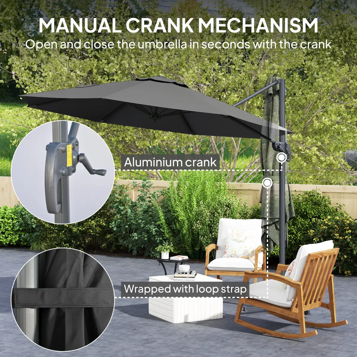 Outsunny Outsunny 3 x 3(m) Cantilever Parasol Garden Umbrella with Cross Base - Parasol
