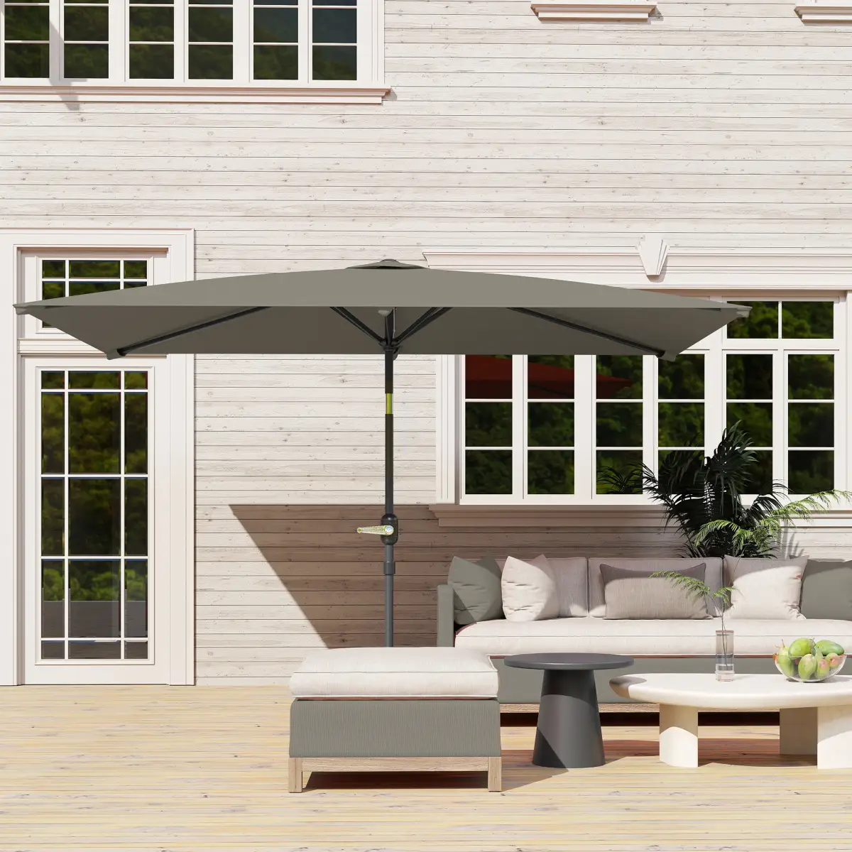 Outsunny Outsunny 3x2m Garden Parasol Canopy Tilt Crank 6 Ribs Sun Shade - Parasol