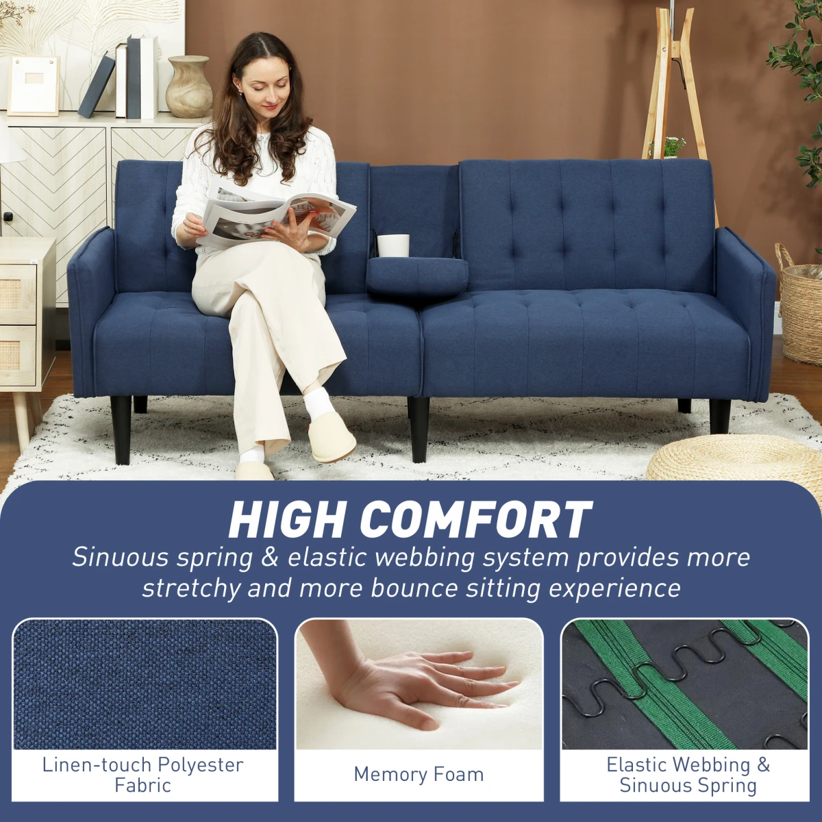 HOMCOM HOMCOM Sofa Bed 3 Seater With Storage Home Theater - Uncategorized Sofa Bed