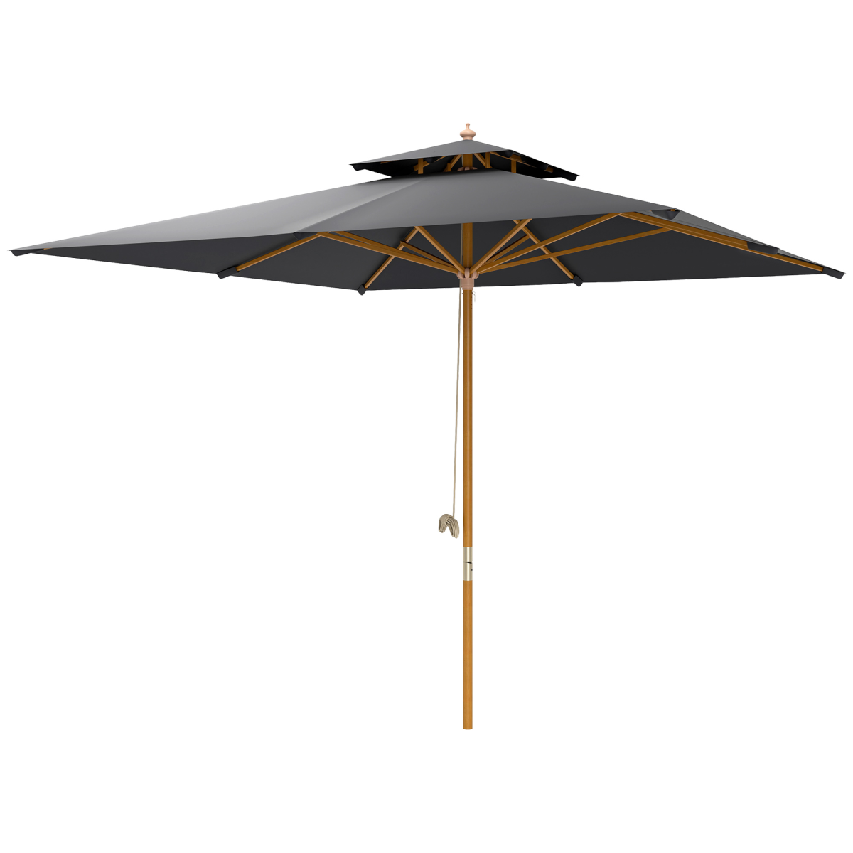 Outsunny Outsunny 3(m) Wood Square Umbrella Garden Market Parasol Sunshade - Parasol