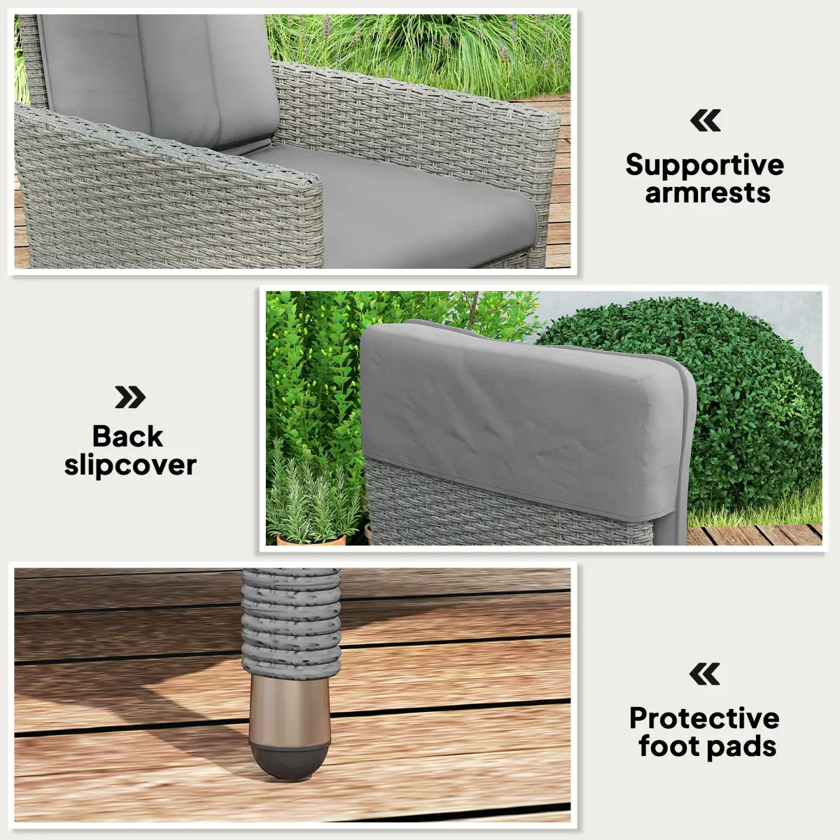 Outsunny Outsunny Rattan Garden Recliner Chair with Adjustable Backrest - Garden Chairs