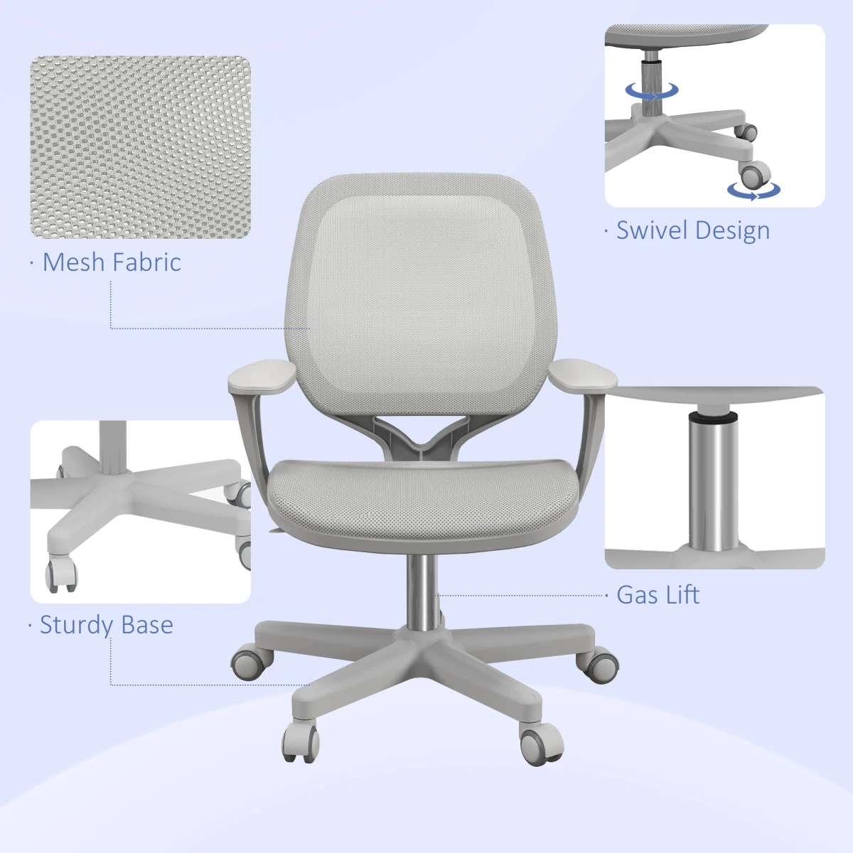 Vinsetto Vinsetto Office Chair Mesh Ergonomic 360 Swivel for Work - Office Chair