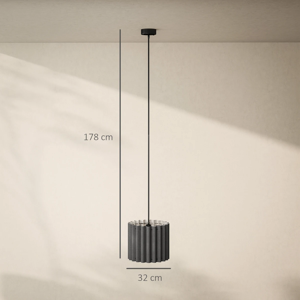 HOMCOM Linen Pendant Light Long Cord E27 Living Room Illumination With Soft Diffused Glow by HOMCOM