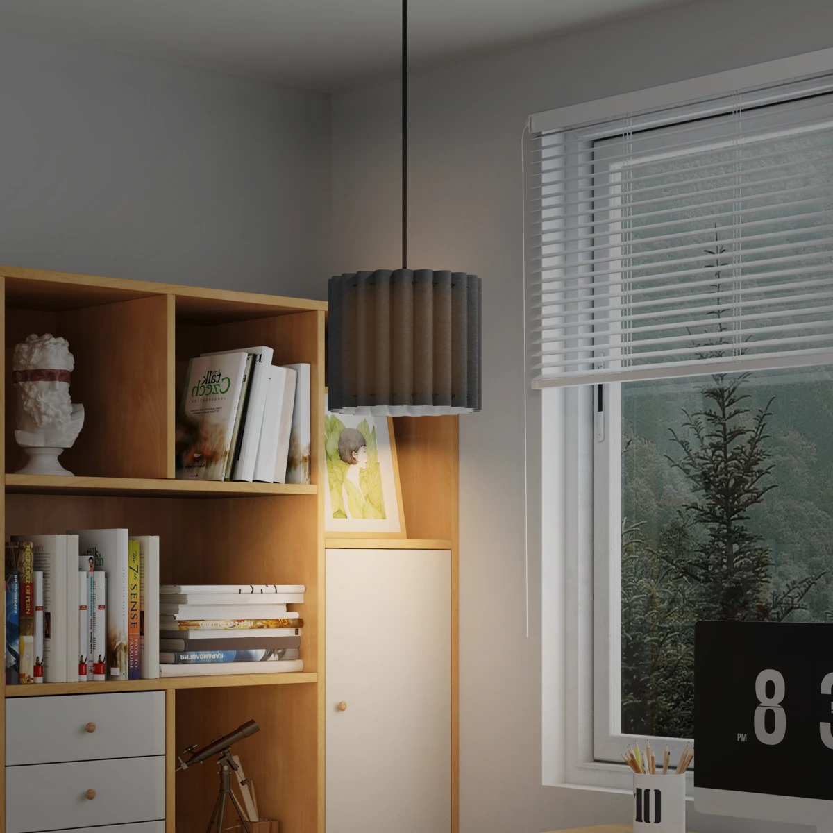 HOMCOM Linen Pendant Light Long Cord E27 Living Room Illumination With Soft Diffused Glow by HOMCOM