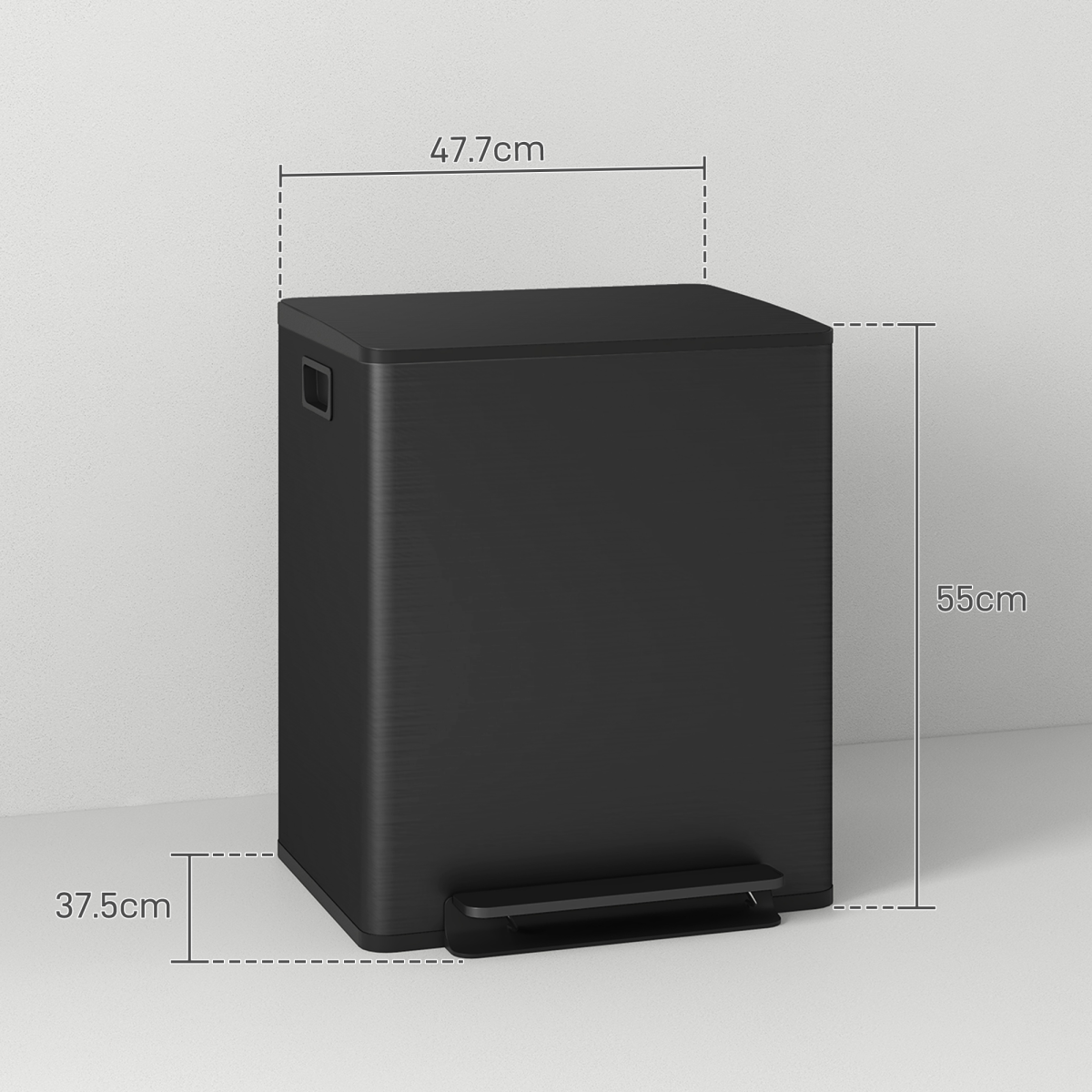 HOMCOM 2 x 25L Double Kitchen Bin, Pedal Bin with Soft-Close Lid - from HOMCOM