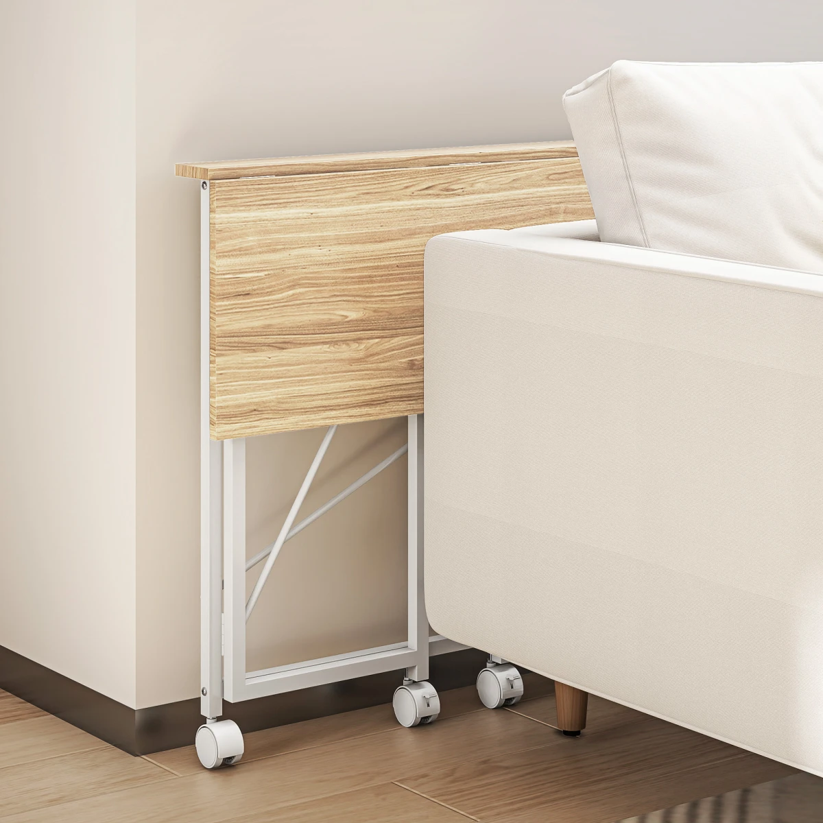 HOMCOM HOMCOM Folding Desk On Wheels Writing Table With Brakes For Home Office And Study - Desk