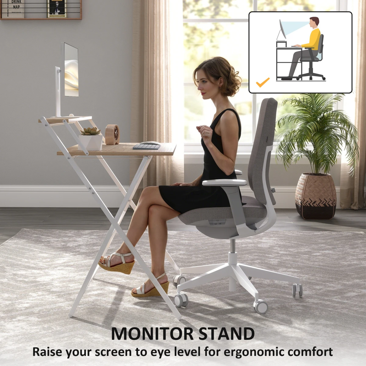 HOMCOM HOMCOM Folding Desk 81.5cm MonitorShelf Office - Desk