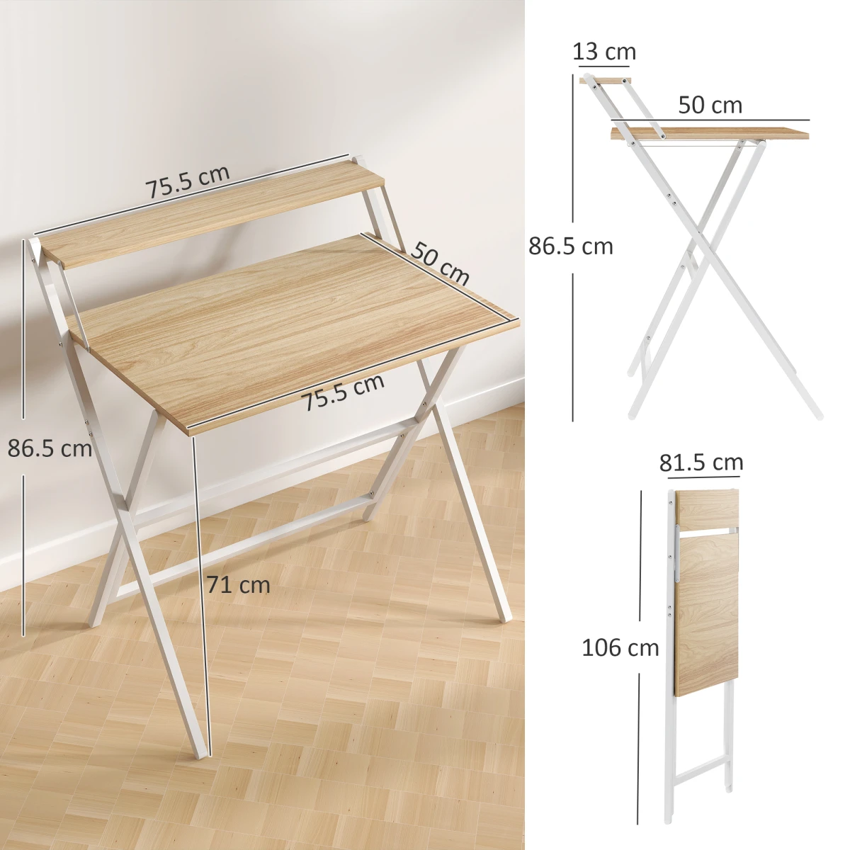 HOMCOM HOMCOM Folding Desk 81.5cm MonitorShelf Office - Desk
