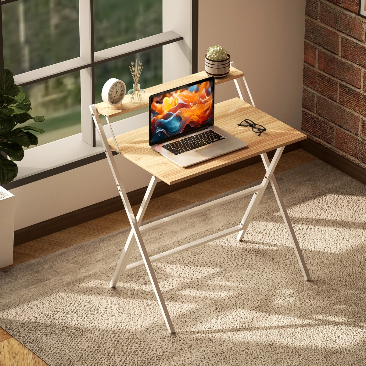 HOMCOM HOMCOM Folding Desk 81.5cm MonitorShelf Office - Desk