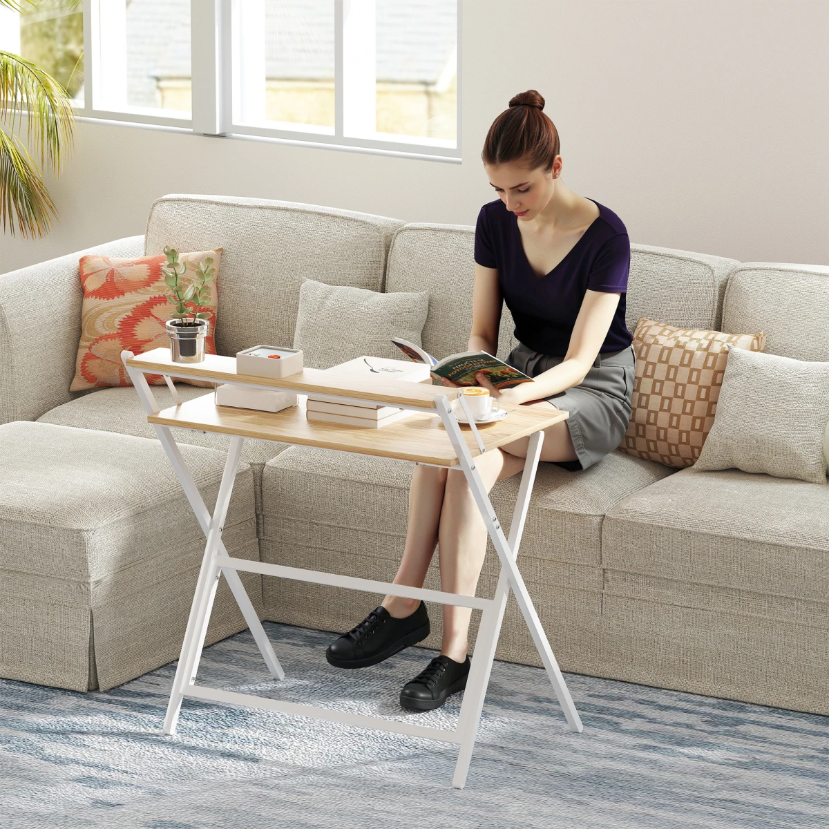 HOMCOM HOMCOM Folding Desk 81.5cm MonitorShelf Office - Desk