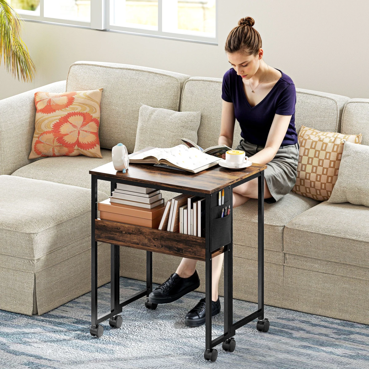 HOMCOM Foldable Computer Desk 63cm on Wheels with Drop Leaf for Small Spaces Home Office by HOMCOM