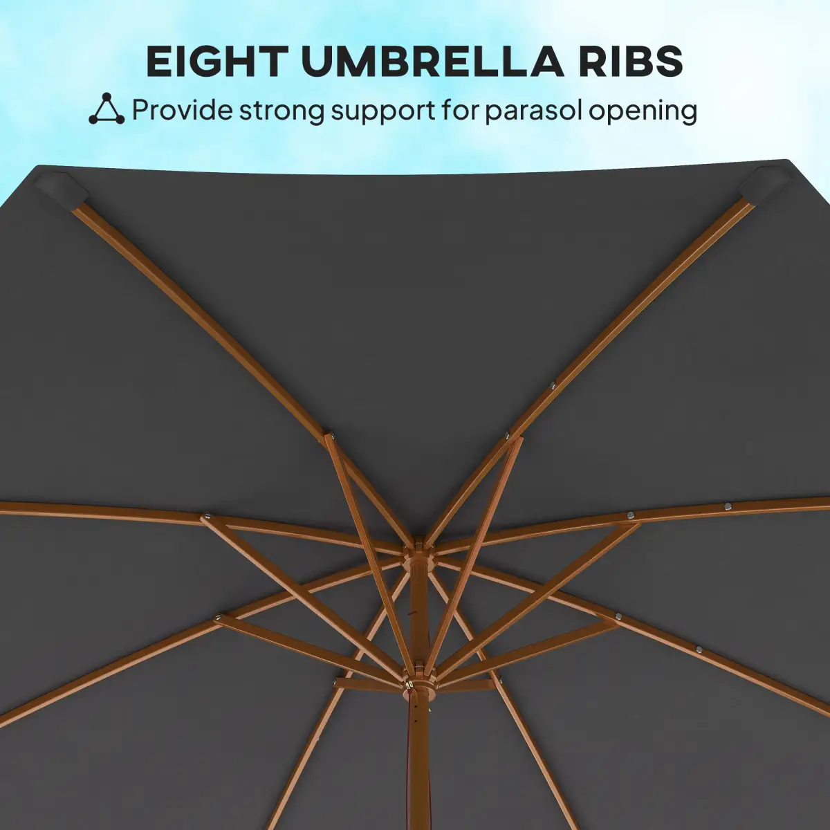 Outsunny Outsunny Wooden Garden Parasol with Rope Pulley Mechanism - Parasol