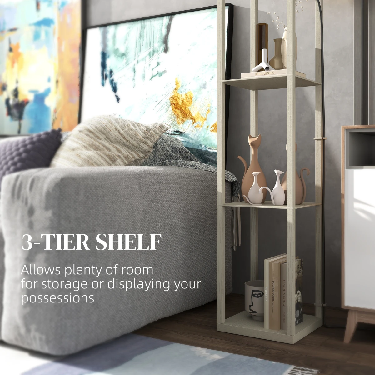 HOMCOM HOMCOM Modern Floor Lamp with Three Shelves for Space Savers - Lamp
