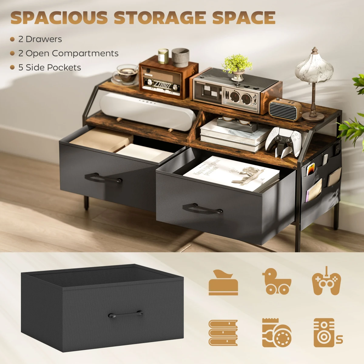 HOMCOM HOMCOM TV Stand 55Inch Two Foldable Drawers Living Room - TV Unit