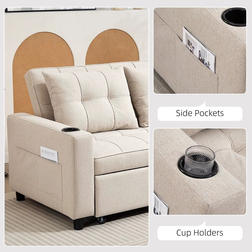 HOMCOM 2 Seater Sofa Bed With Pockets For Small Rooms by HOMCOM