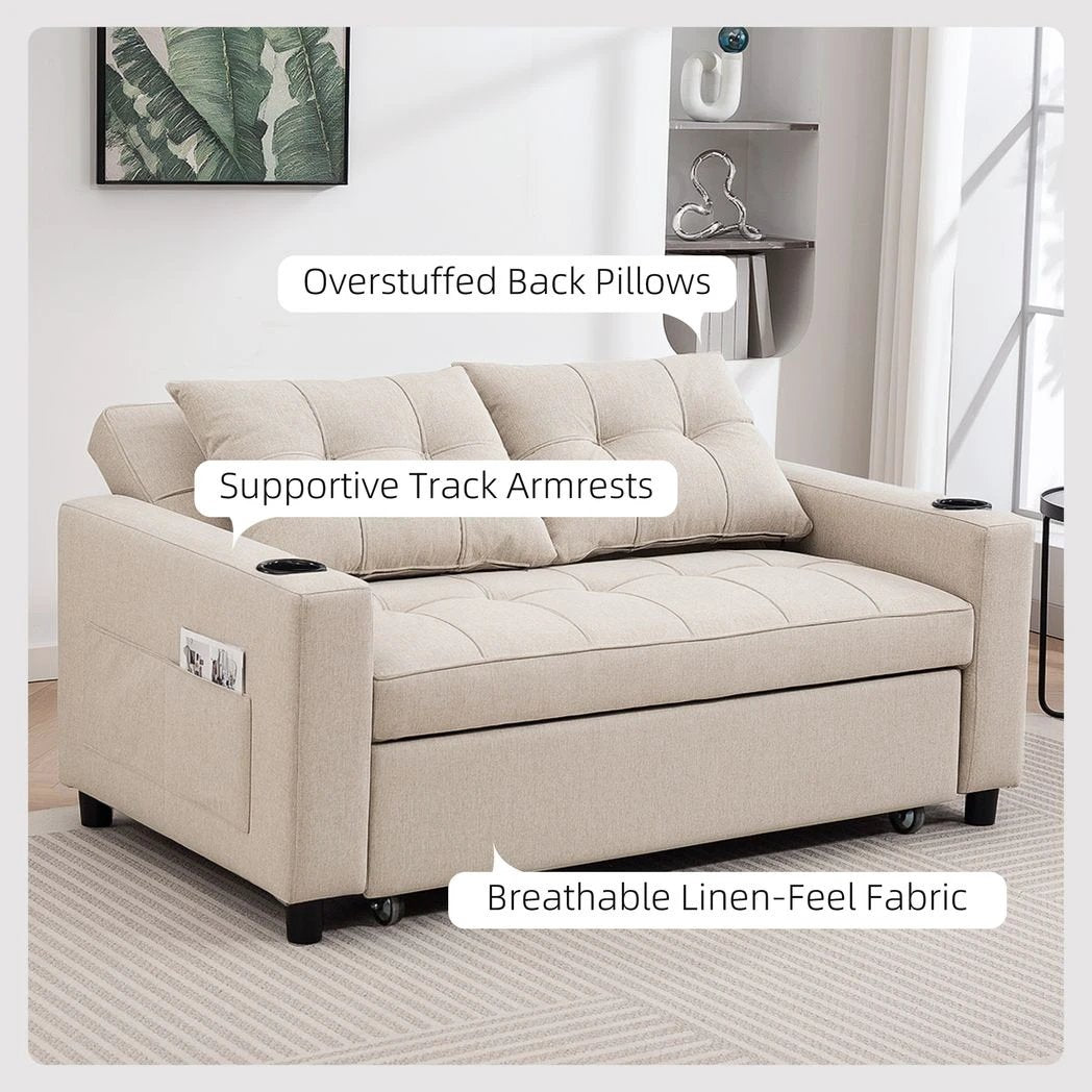 HOMCOM 2 Seater Sofa Bed With Pockets For Small Rooms by HOMCOM