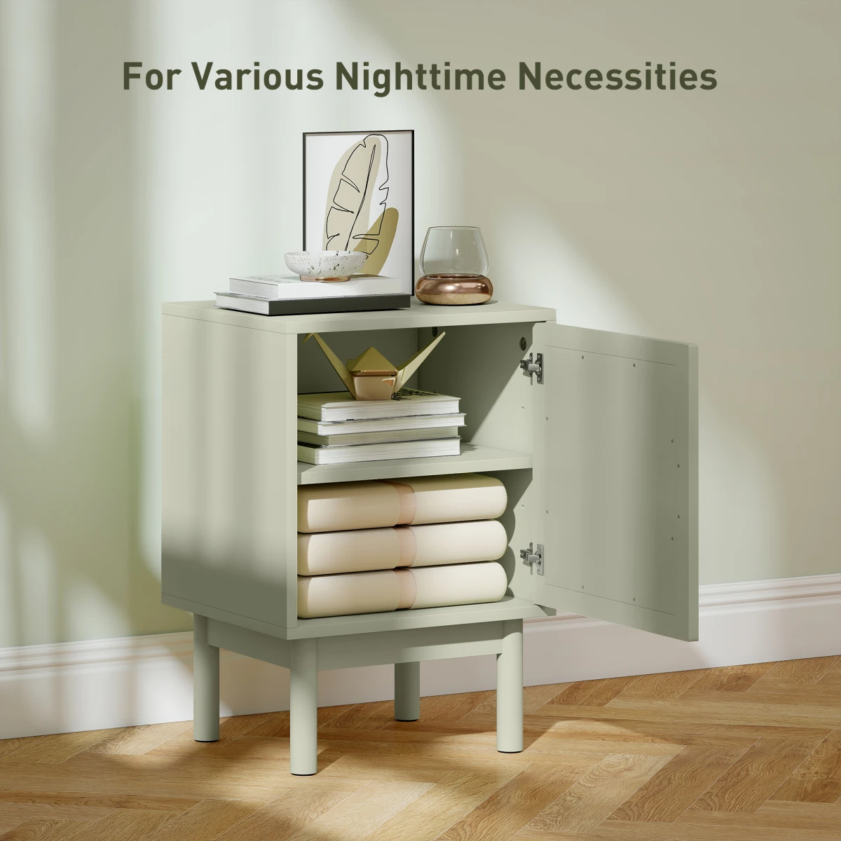 HOMCOM HOMCOM Bedside Table 18x14x28in Rattan Arch Door - Bedside Table