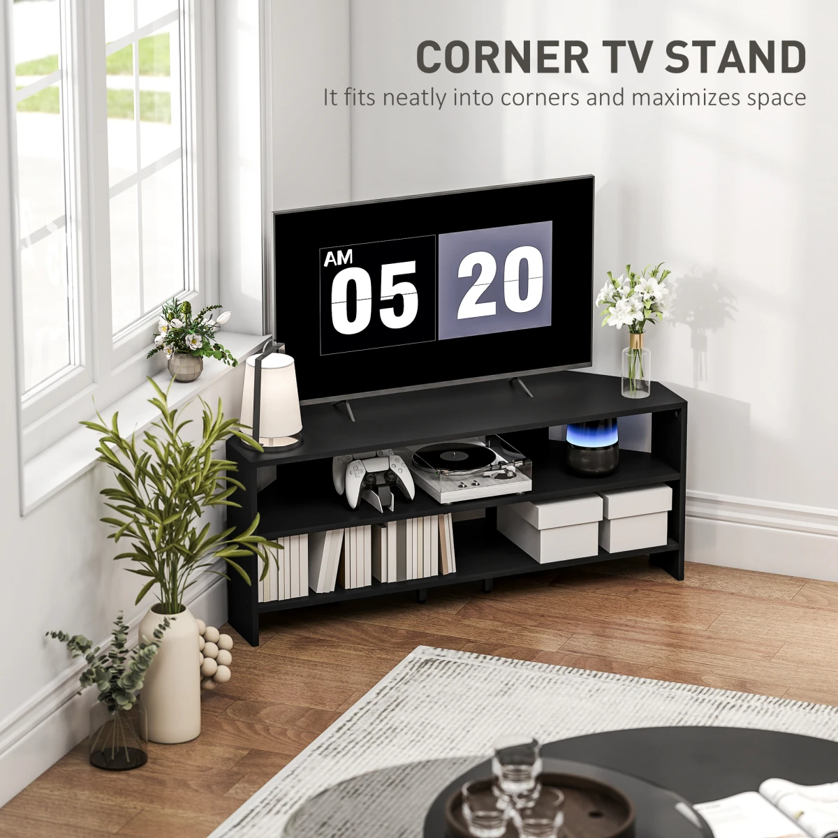 HOMCOM HOMCOM Corner TV Stand 47 Inch TV Open Shelves Living Room - TV Unit