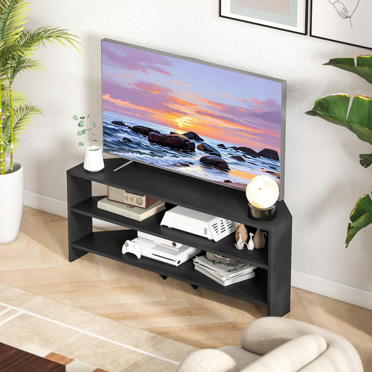 HOMCOM HOMCOM Corner TV Stand 47 Inch TV Open Shelves Living Room - TV Unit