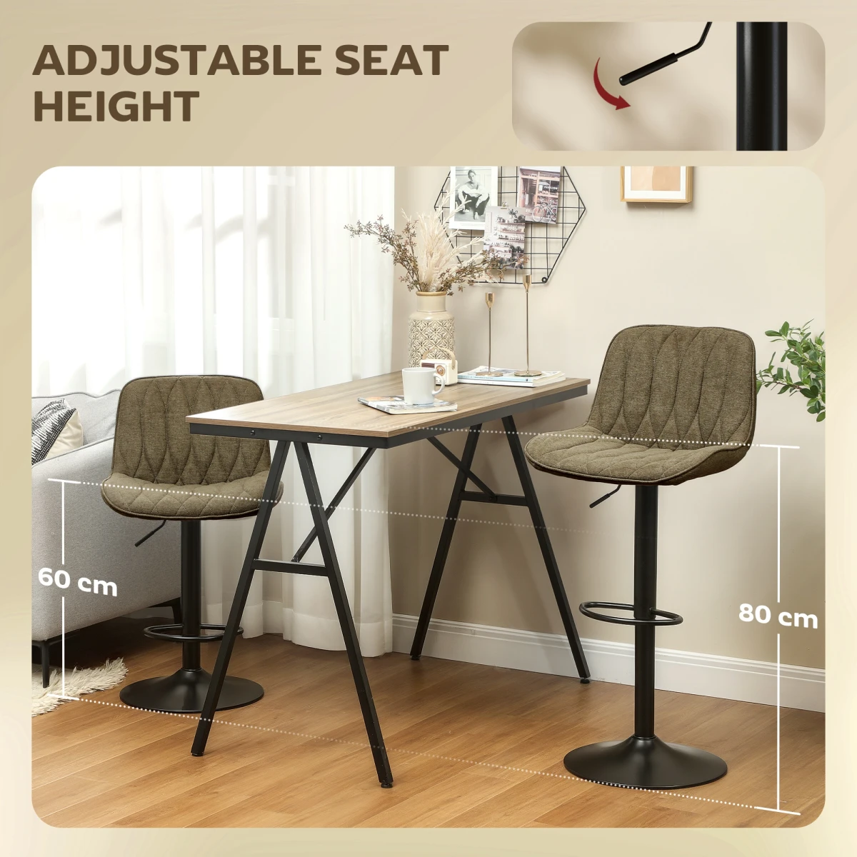 HOMCOM Bar Stools Set of 2, Modern Armless Bar Chairs by HOMCOM