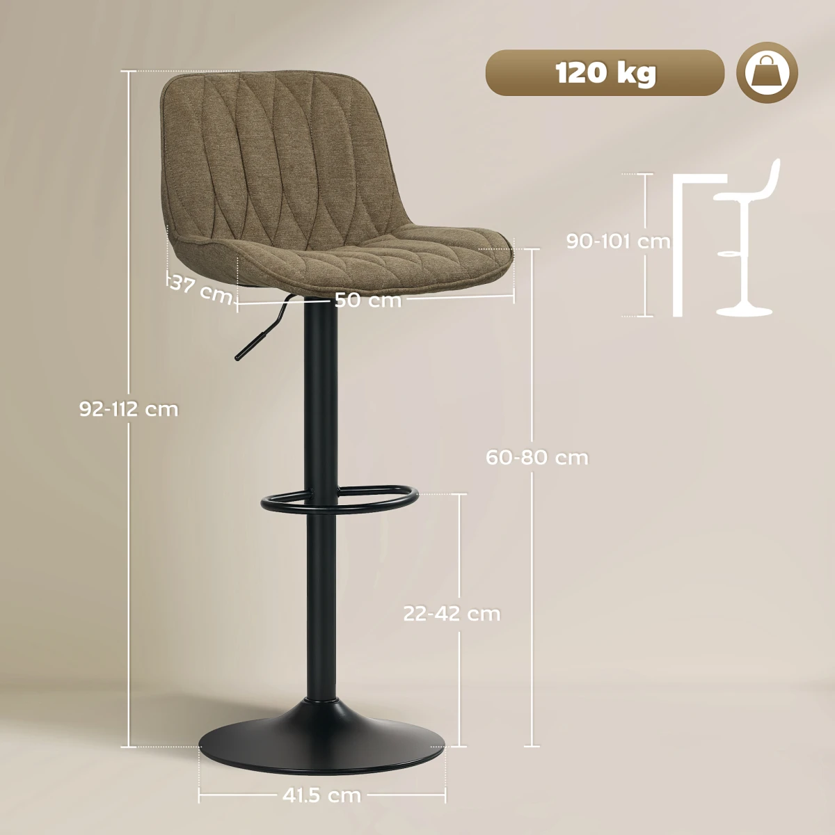 HOMCOM Bar Stools Set of 2, Modern Armless Bar Chairs by HOMCOM
