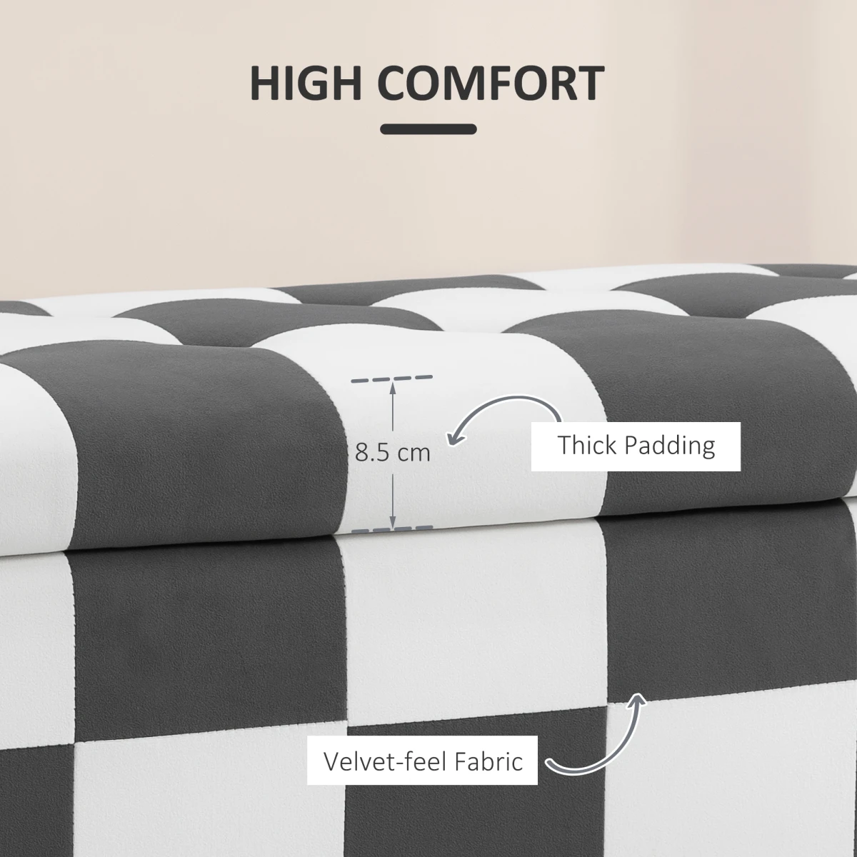 HOMCOM HOMCOM 114 x 47 x 47cm Velvet Storage Ottoman, Button-tufted Footstool Box - Footstool