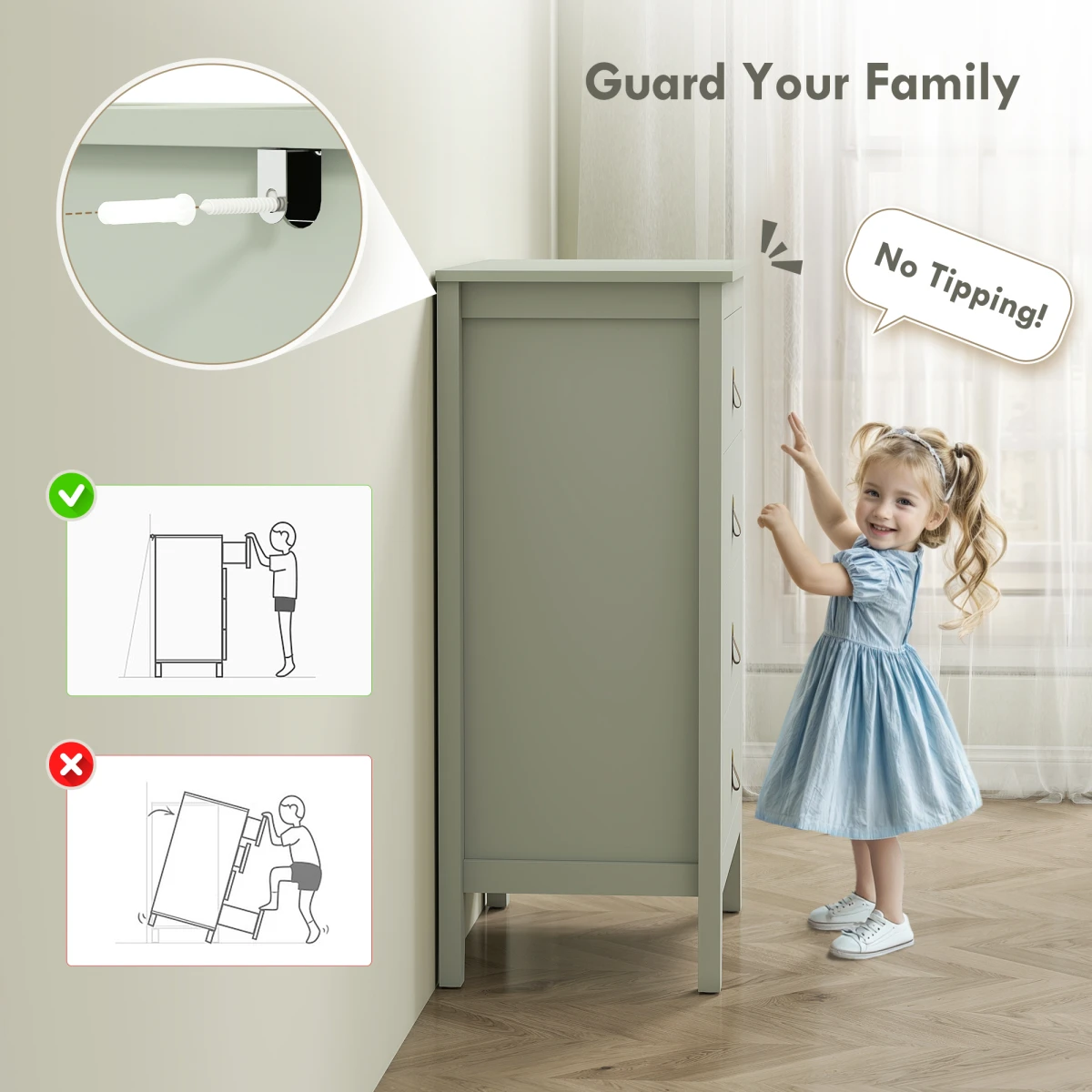 HOMCOM HOMCOM 4 Drawer Dresser White Standard Size Leather Handles Silent Runners For Bedroom Storage - Chest of Drawers