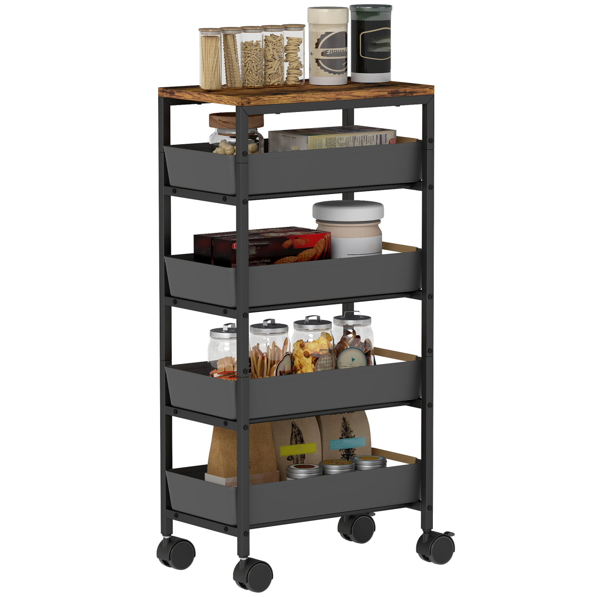 HOMCOM Kitchen Storage Trolley Mobile Utility Cart for Kitchen Office - from HOMCOM
