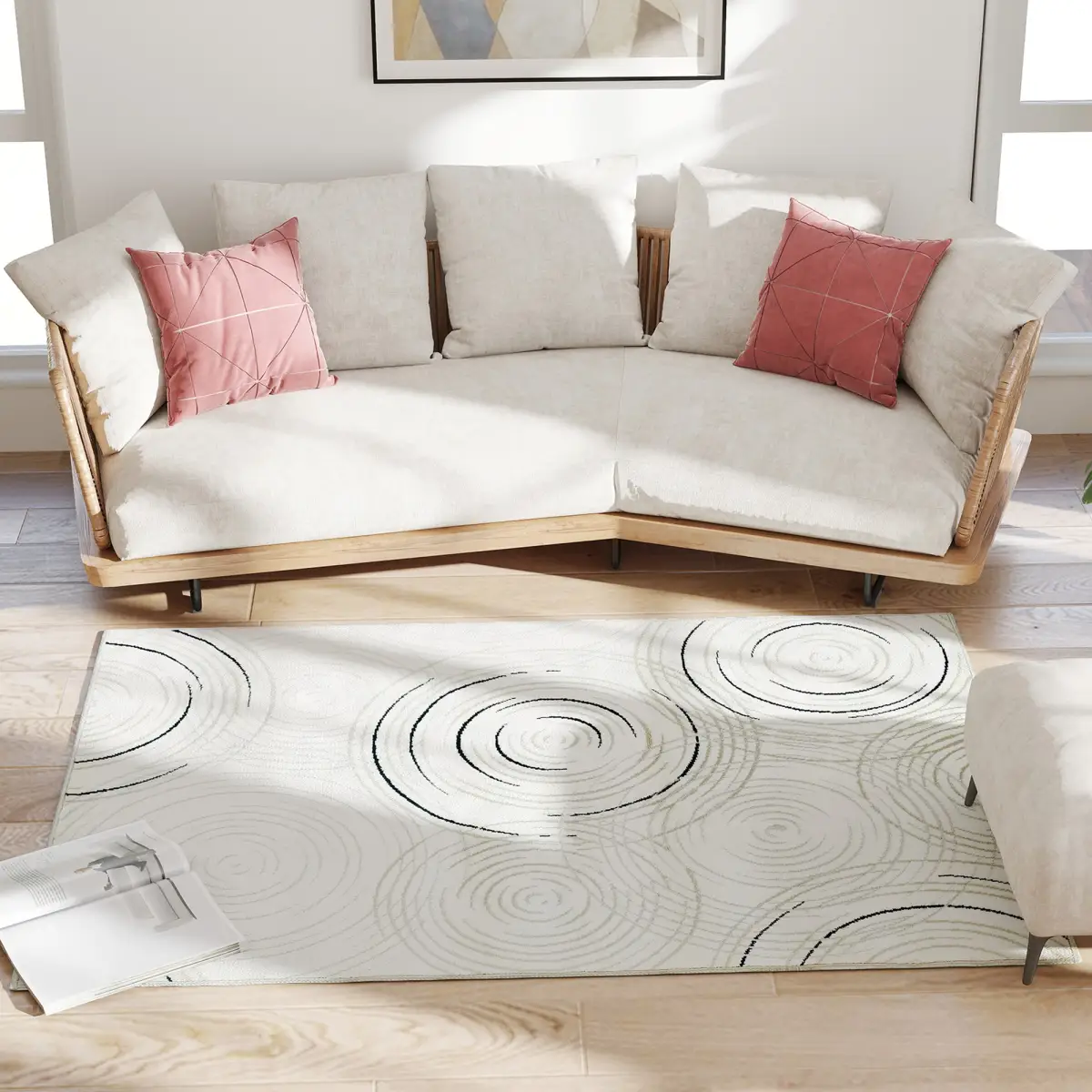 HOMCOM HOMCOM Swirl Pattern Washable Rug, Allergy-Friendly Floor Carpet - Rug