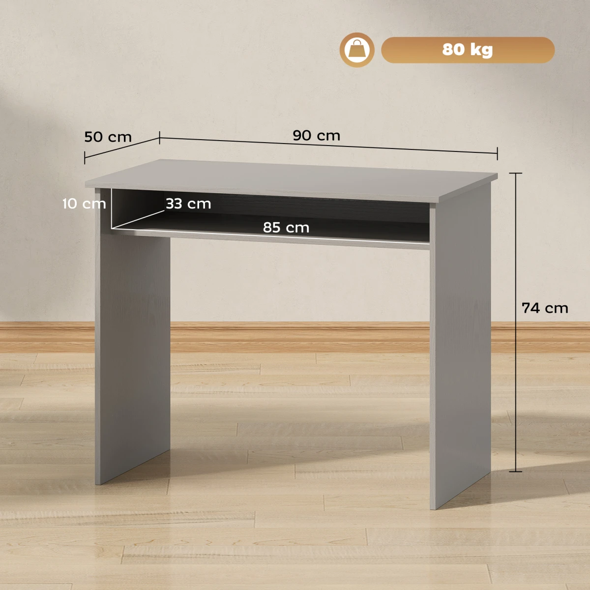 HOMCOM Computer Desk With Under Desk Storage Shelf Rustic Wood Grain Study Table For Home Office by HOMCOM