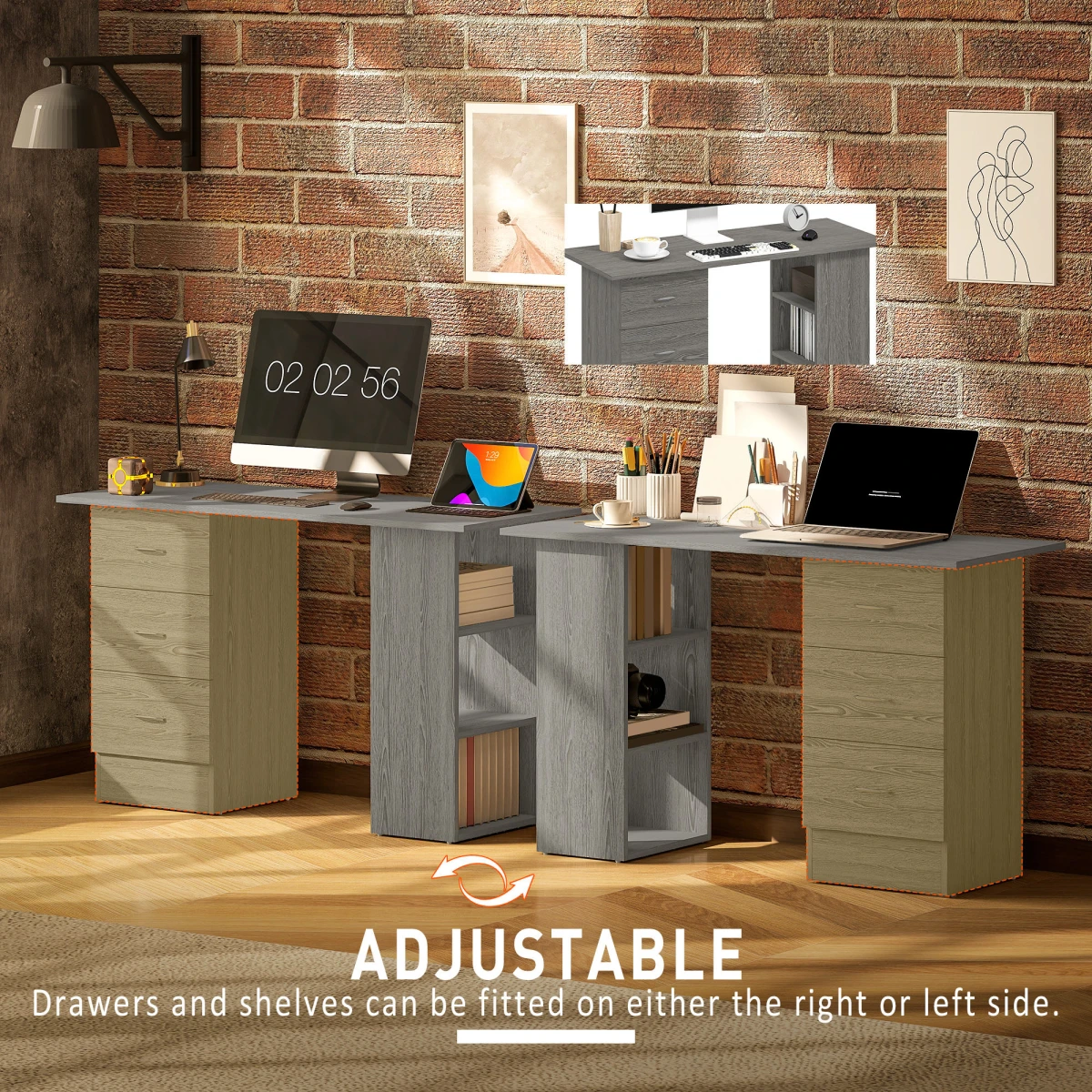 HOMCOM HOMCOM Computer Desk 120cm 3 Drawers Home Office - Desk