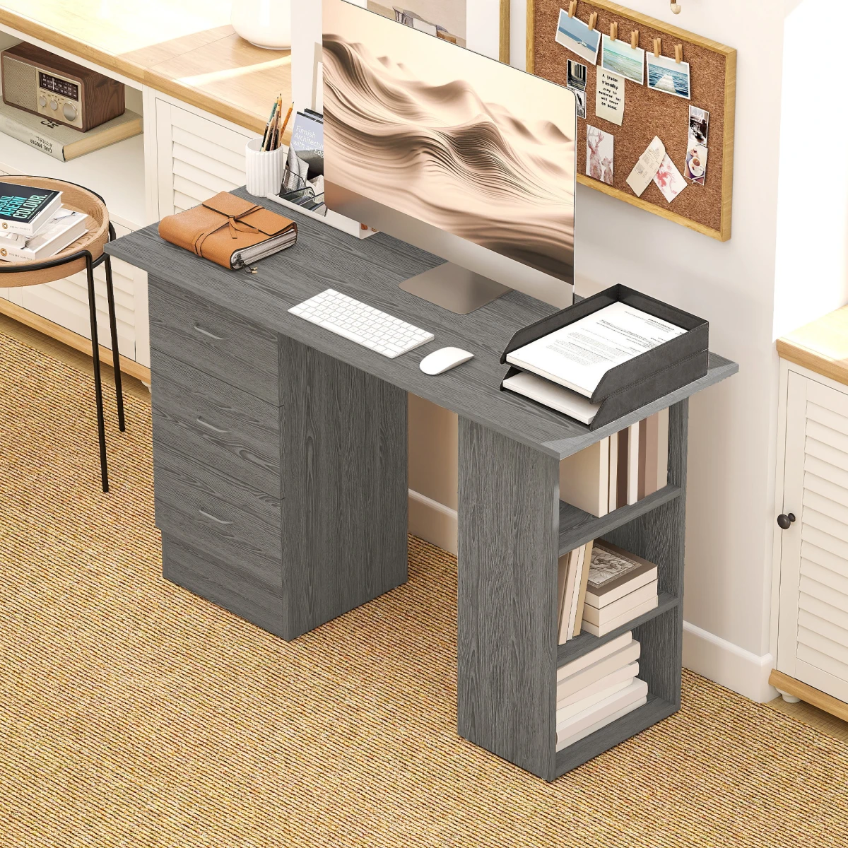 HOMCOM HOMCOM Computer Desk 120cm 3 Drawers Home Office - Desk