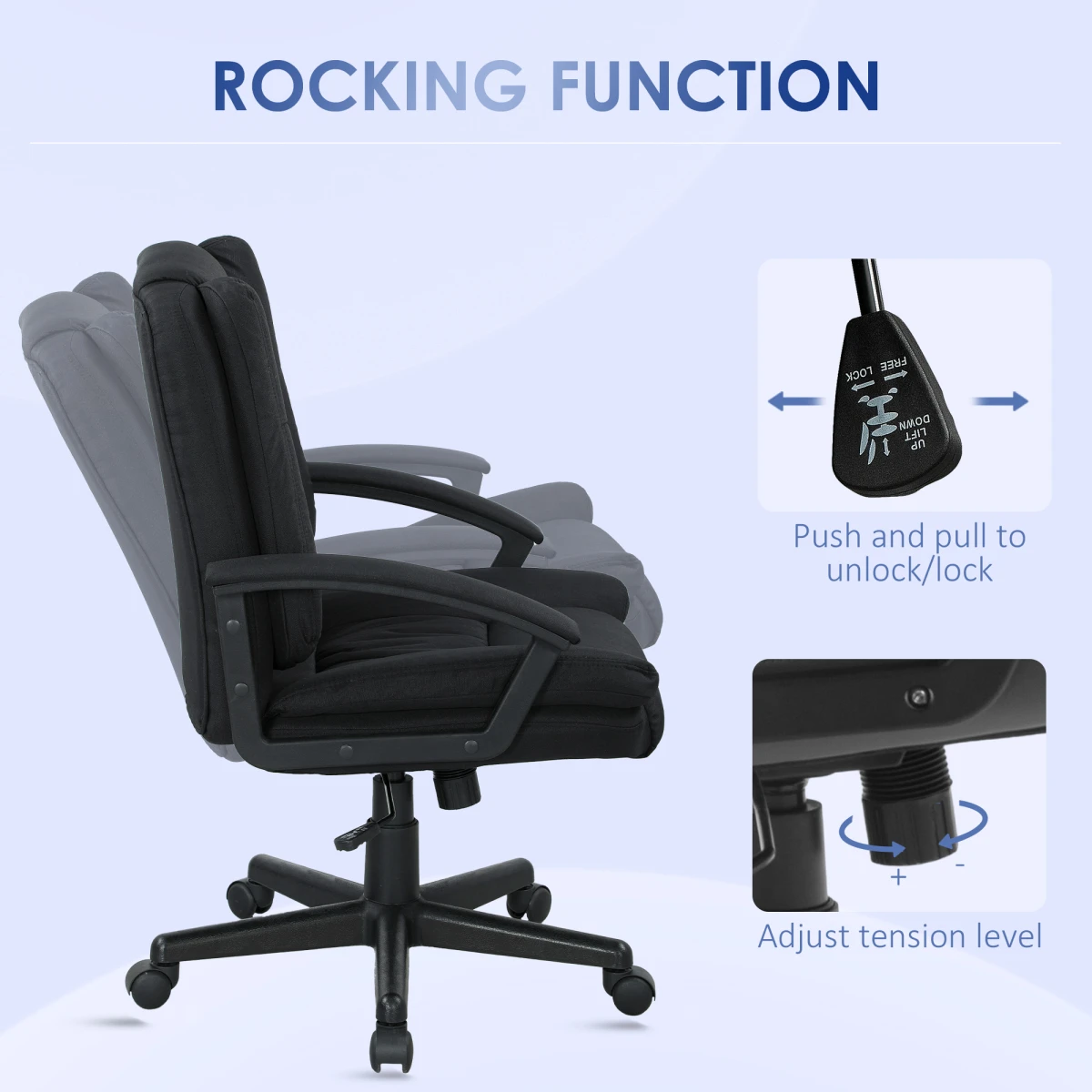 HOMCOM Swivel Office Chair 94-104 Cm Height Padded Armrests by HOMCOM