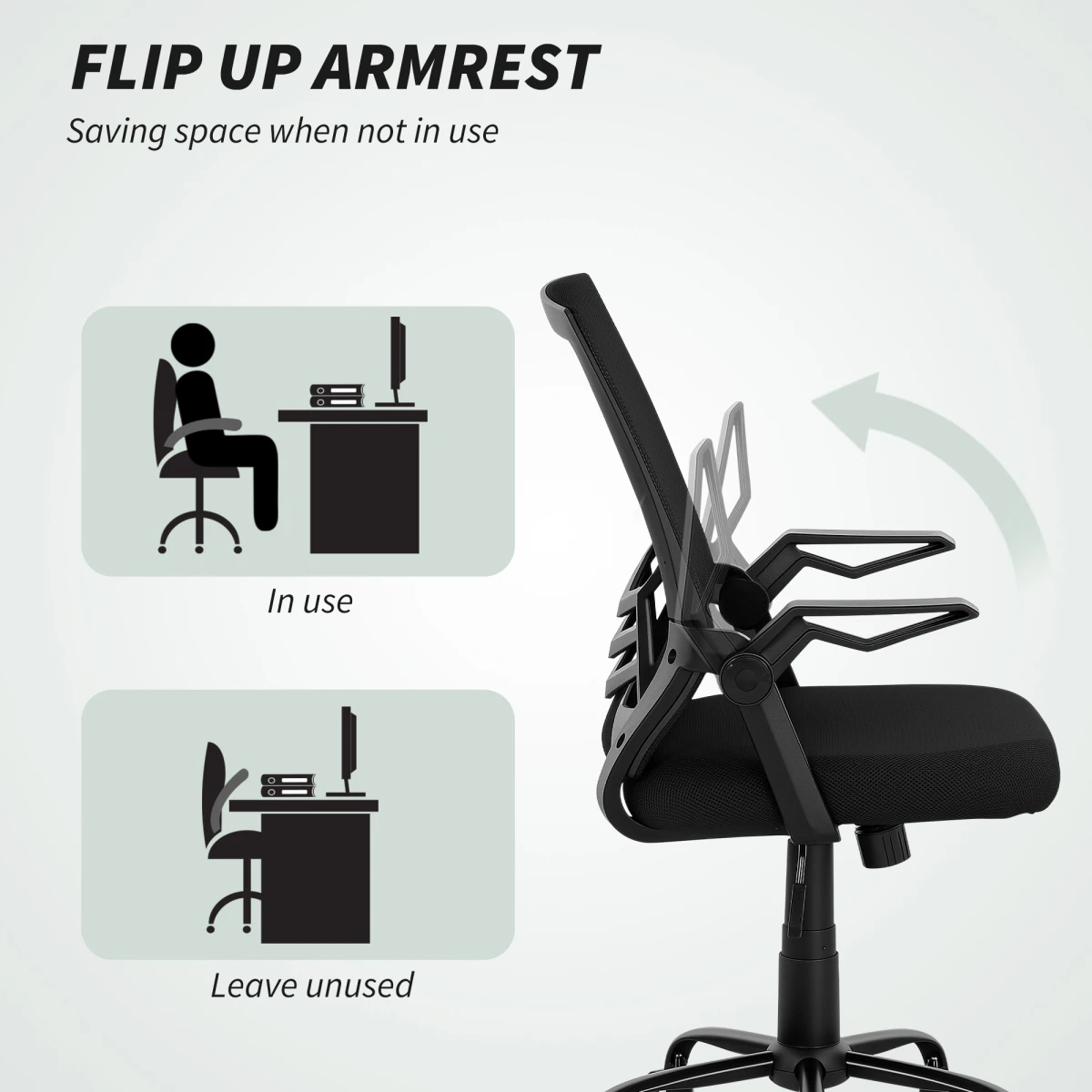 Vinsetto Mesh Swivel Office Chair Ergonomic Lumbar Support by Vinsetto