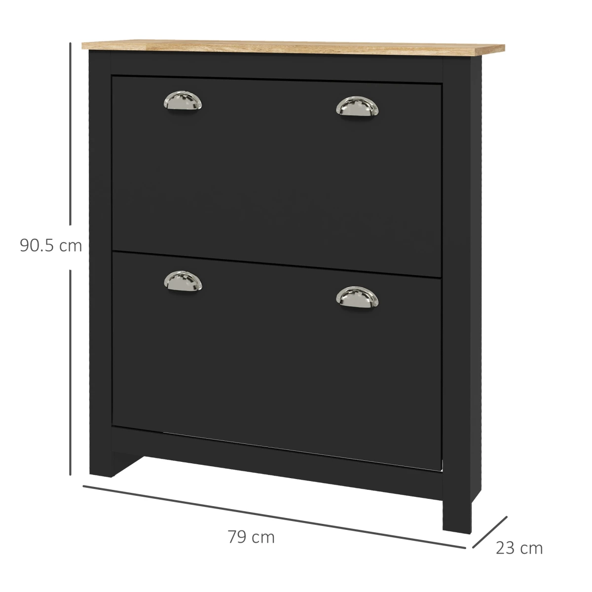 HOMCOM 2 Drawer Shoe Cabinet Narrow Shoe Cupboard with Flip Doors, Black by HOMCOM