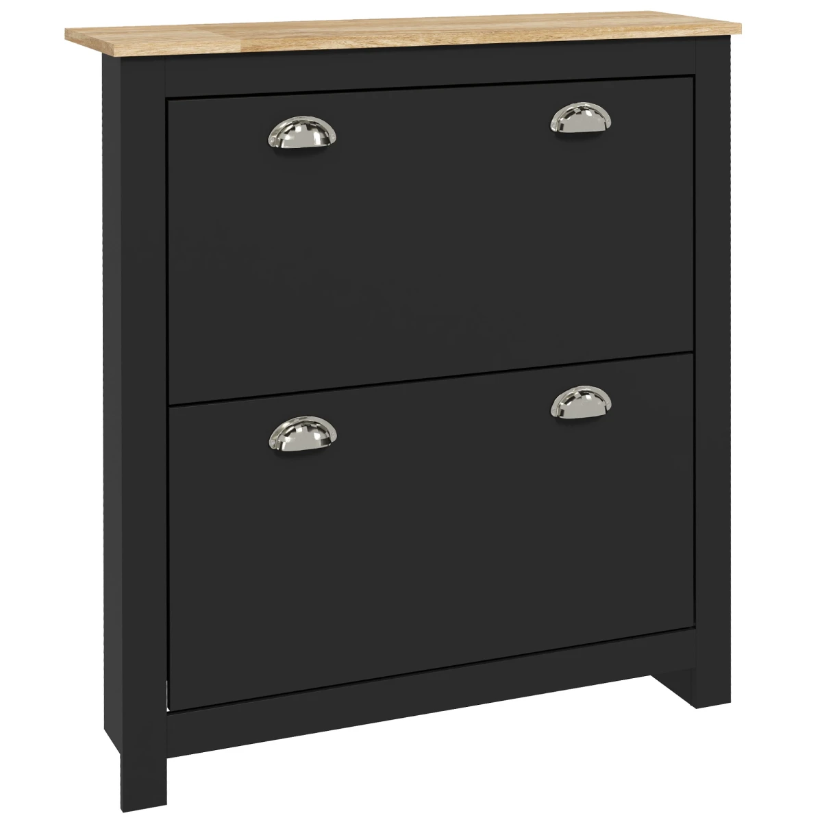 HOMCOM 2 Drawer Shoe Cabinet Narrow Shoe Cupboard with Flip Doors, Black by HOMCOM