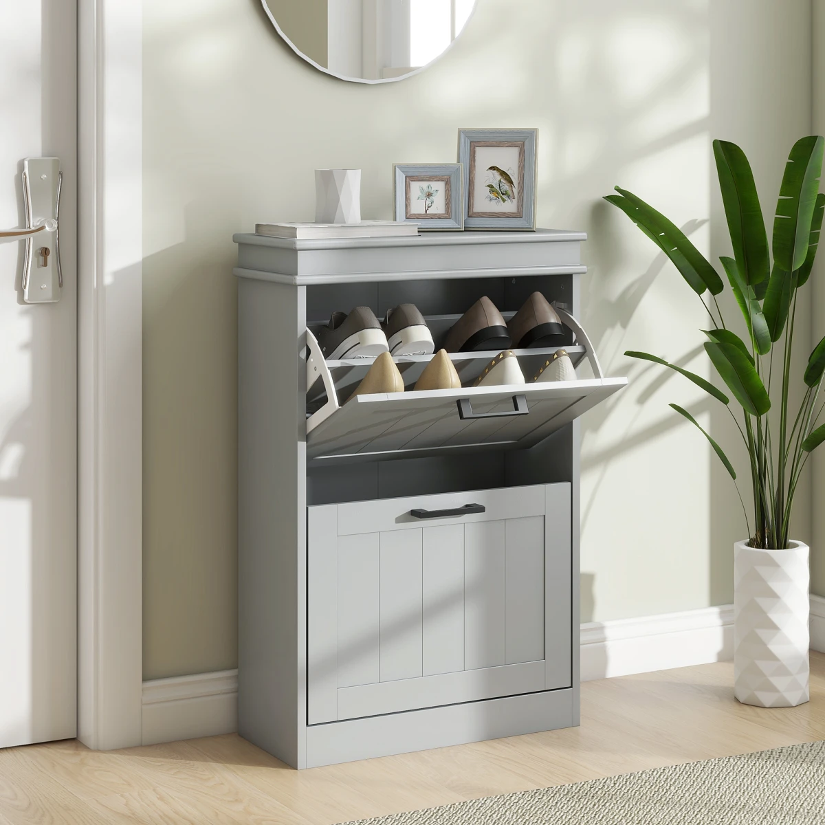 HOMCOM HOMCOM Slim Shoe Cabinet 10 Pairs Flip Drawers - Shoe Storage