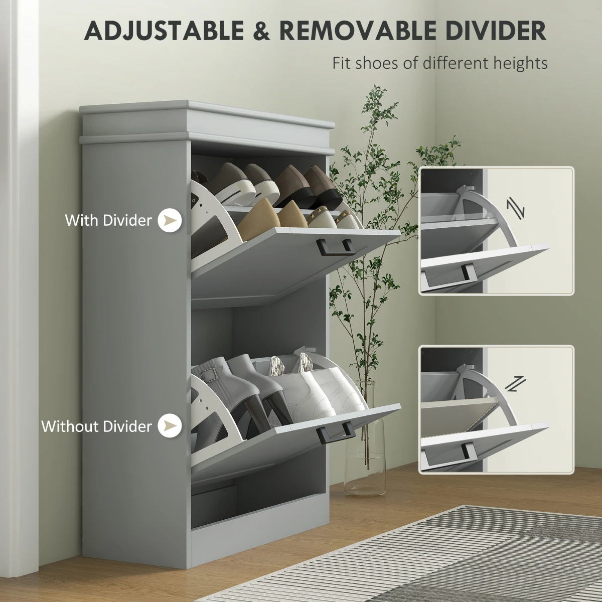 HOMCOM HOMCOM Slim Shoe Cabinet 10 Pairs Flip Drawers - Shoe Storage