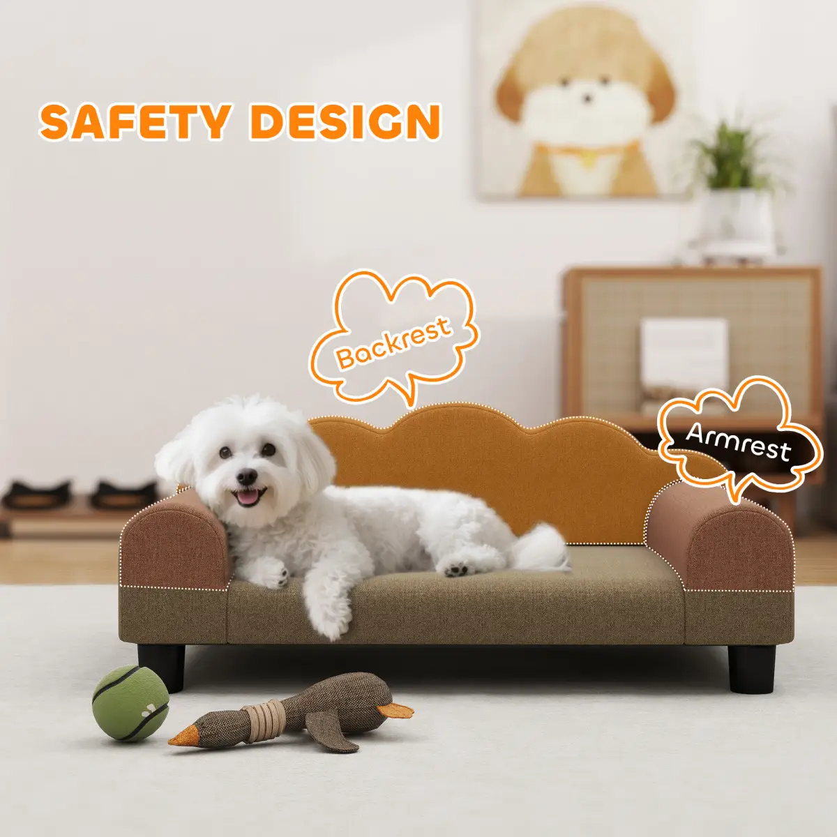 PawHut PawHut Dog Sofa Bed, Cat Sofa with Backrest, Armrest, for Small Dogs - Dog Beds