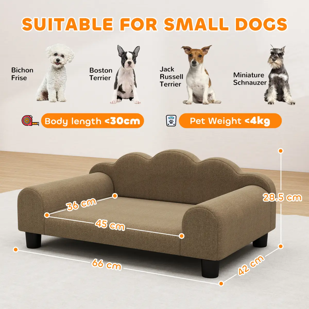 PawHut PawHut Dog Sofa Bed, Cat Sofa with Backrest, Armrest, for Small Dogs - Dog Beds