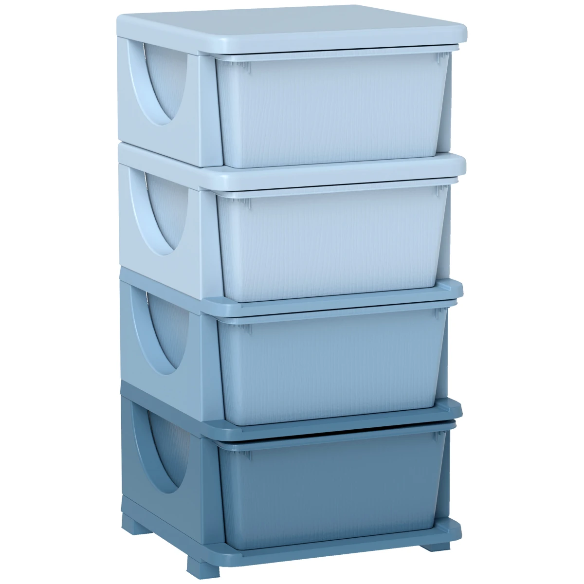 HOMCOM HOMCOM Kids Storage Tower 4 Tier Dresser With Removable Drawers And Safe Rounded Edges Blue - Chest of Drawers