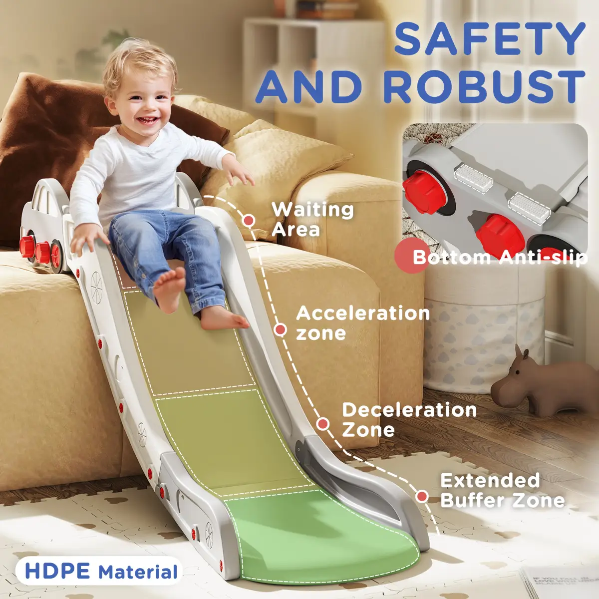 AIYAPLAY AIYAPLAY Kids Slide for Bed, Sofa, Easy to Assemble, Grey - Bed Frames