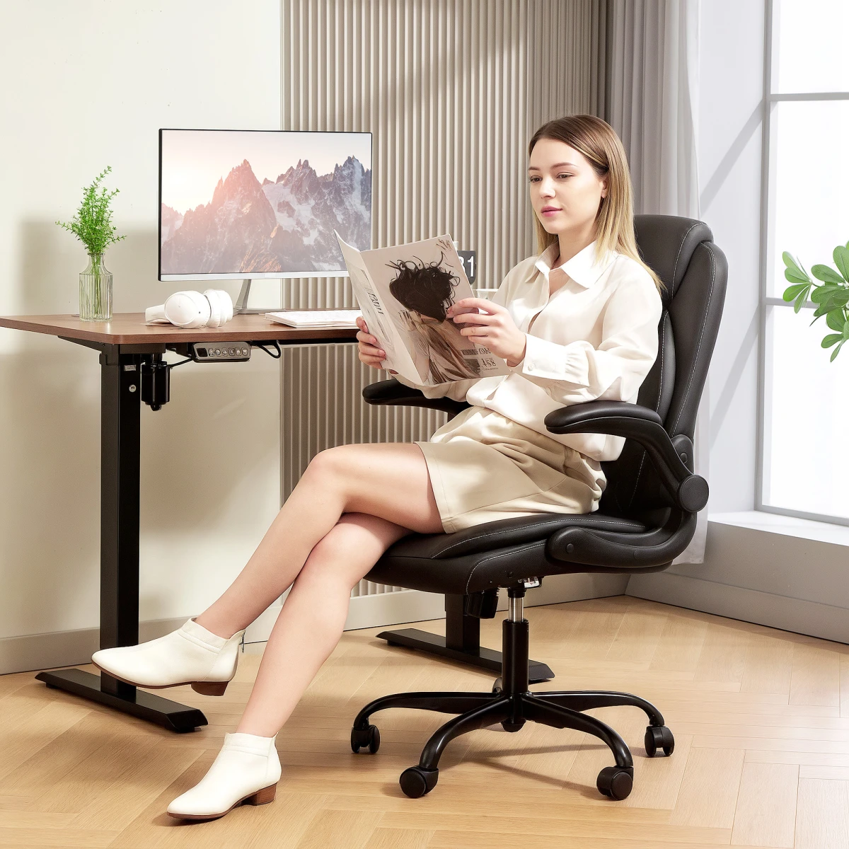 HOMCOM HOMCOM Office Chair 46-54cm Thick Cushion Office - Office Chair