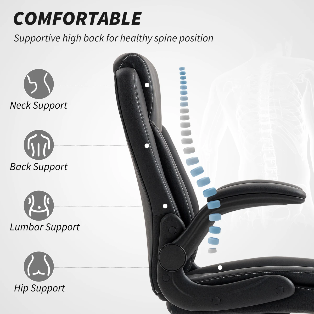 HOMCOM HOMCOM Office Chair 46-54cm Thick Cushion Office - Office Chair