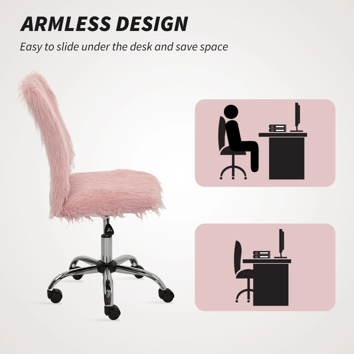 HOMCOM HOMCOM Armless Makeup Vanity Chair 360Swivel Home - Office Chair