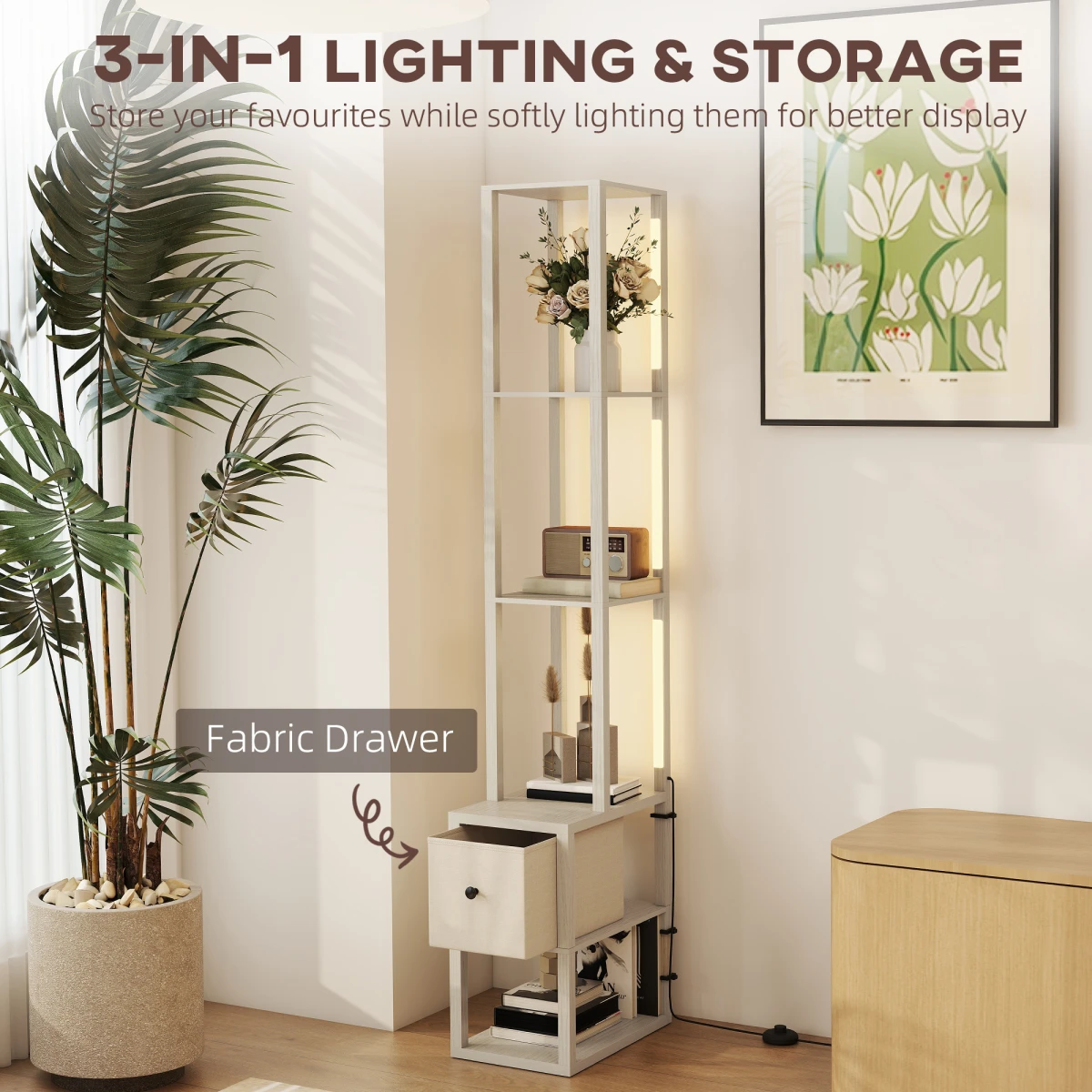 HOMCOM HOMCOM Floor Lamp Tall LED Storage Reading - Lamp