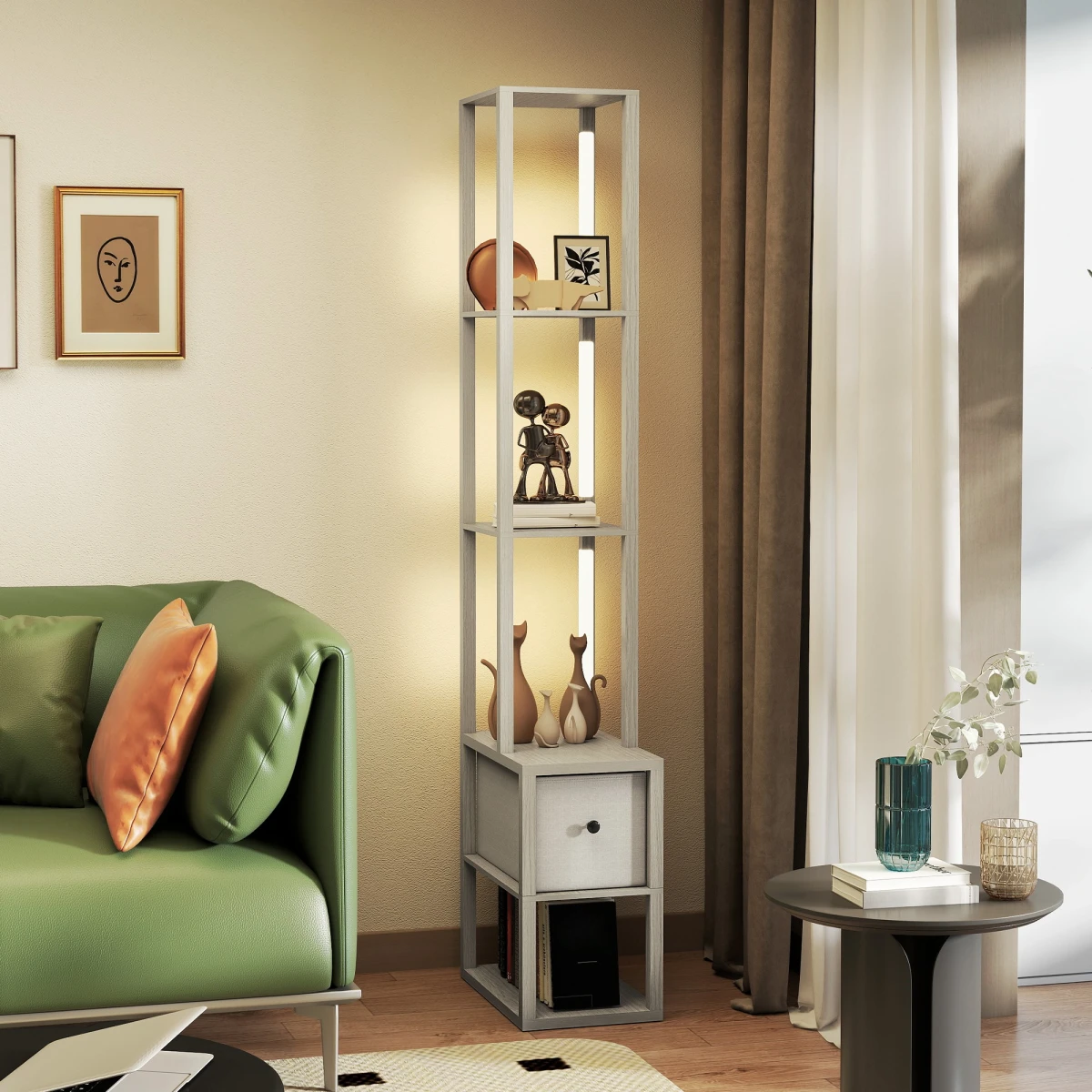 HOMCOM HOMCOM Floor Lamp Tall LED Storage Reading - Lamp