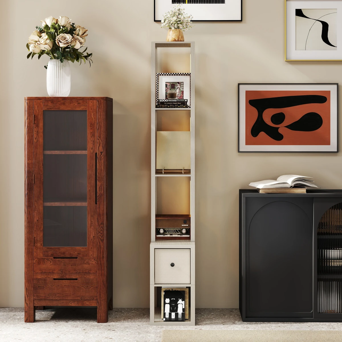 HOMCOM HOMCOM Floor Lamp Tall LED Storage Reading - Lamp